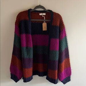 Colorful Striped Women's Cardigan Sweater